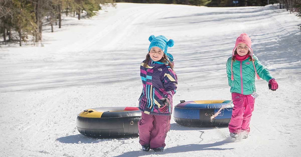 Snow tubing at Les Sources Joyeuses